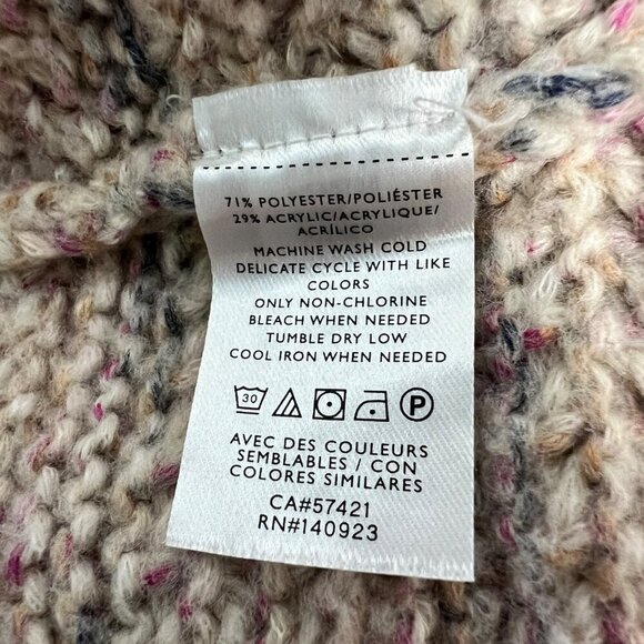 Loft Mock Neck Pink/Multi Knit Sweater Long Sleeve Size Small Fringe - Picture 9 of 9